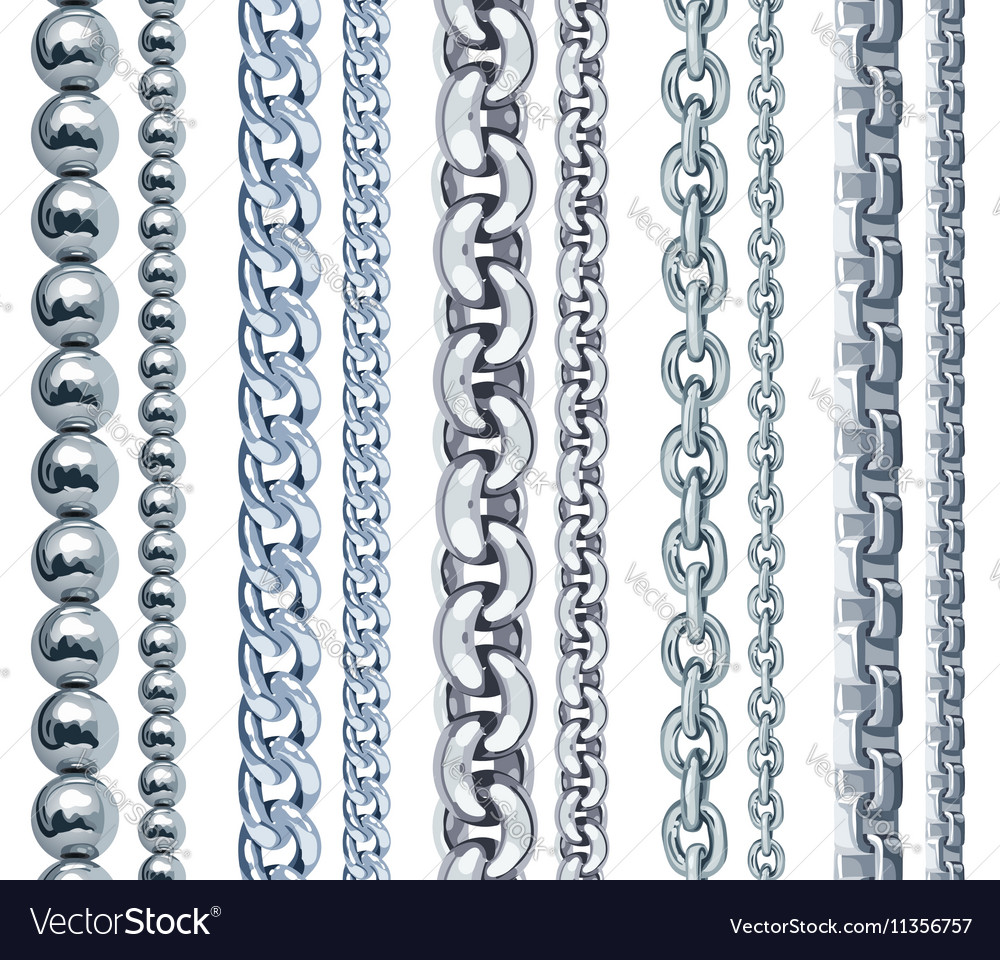 Set Of Realistic Silver Chains Royalty Free Vector Image