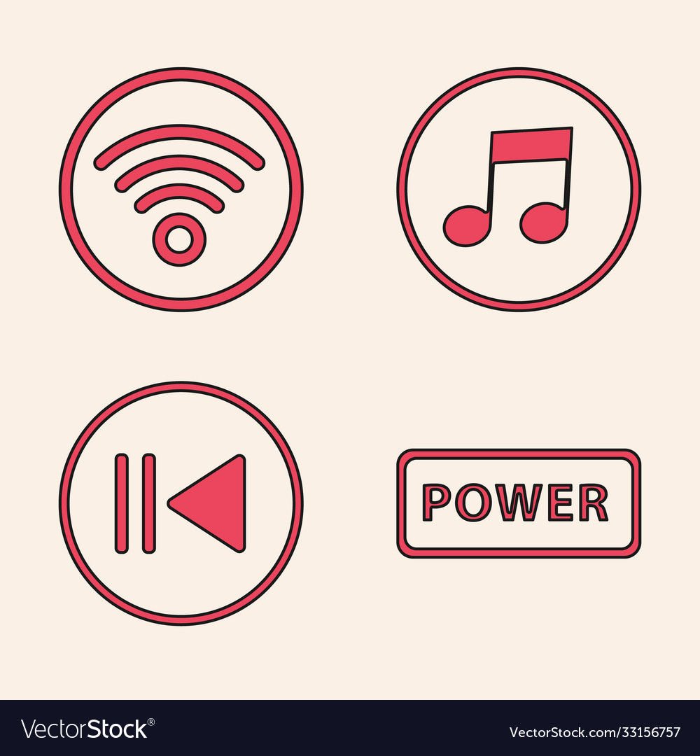 Set power button wi-fi wireless internet network vector image Set power button wi-fi wireless internet network
