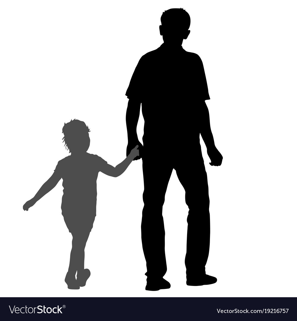 Silhouette of happy family on a white background Vector Image