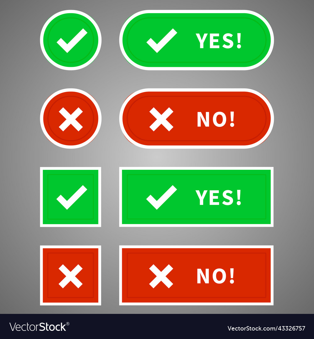 Tick and cross buttons vector image Tick and cross buttons