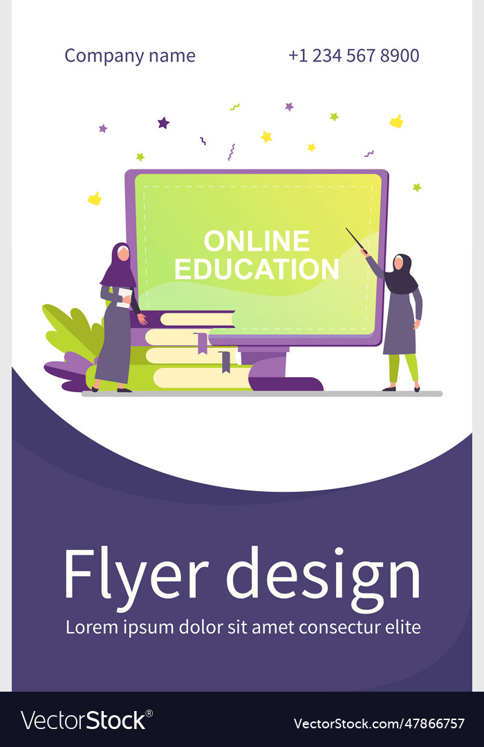 Tiny arabian woman learning via computer Vector Image