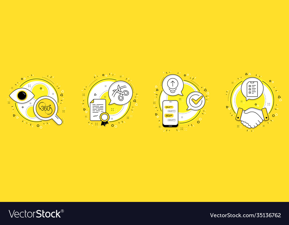 360 degree scissors and swipe up icons set vector image 360 degree scissors and swipe up icons set