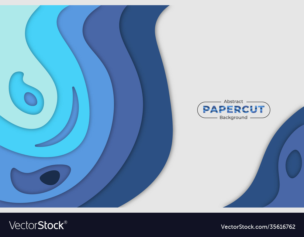 Abstract paper cut blue background