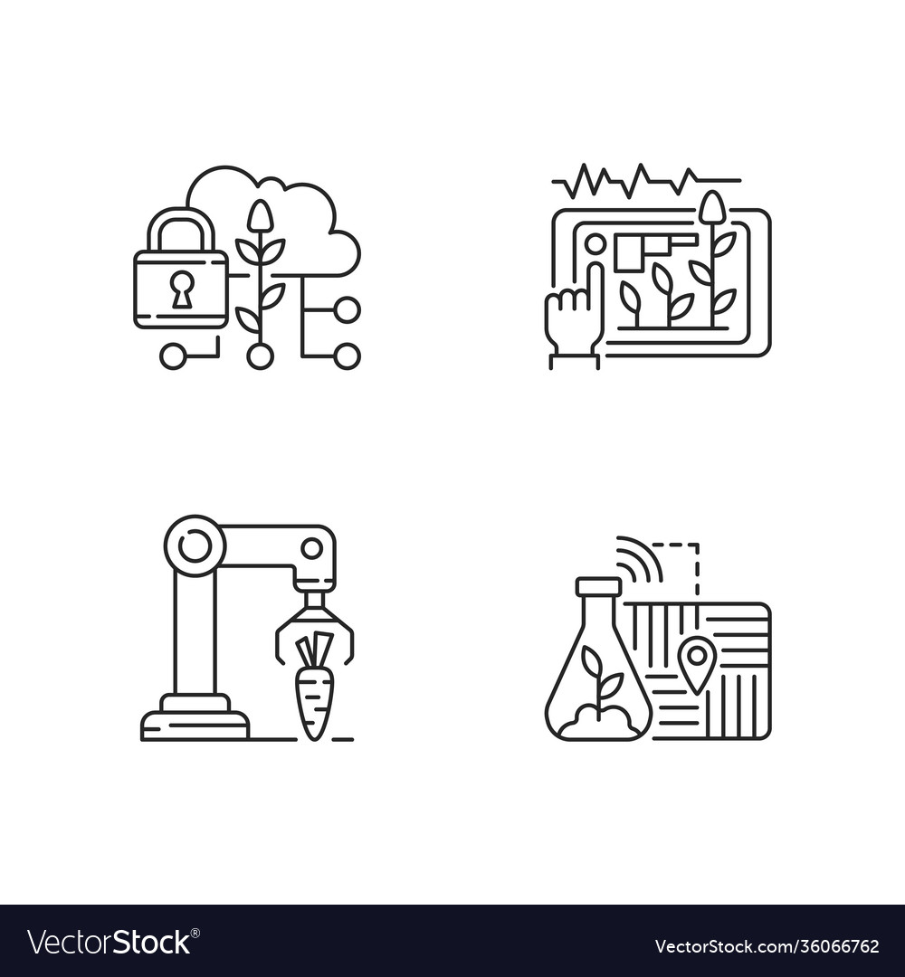 Automation agronomy linear icons set