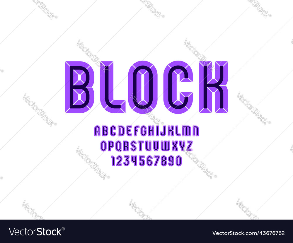 Beveled alphabet from chiseled block facet font Vector Image Beveled alphabet from chiseled block facet font