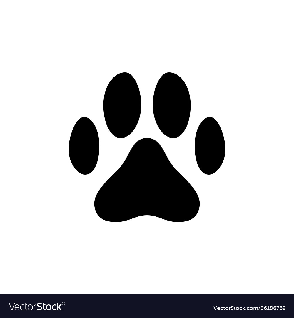 Black animal paw print isolated on white