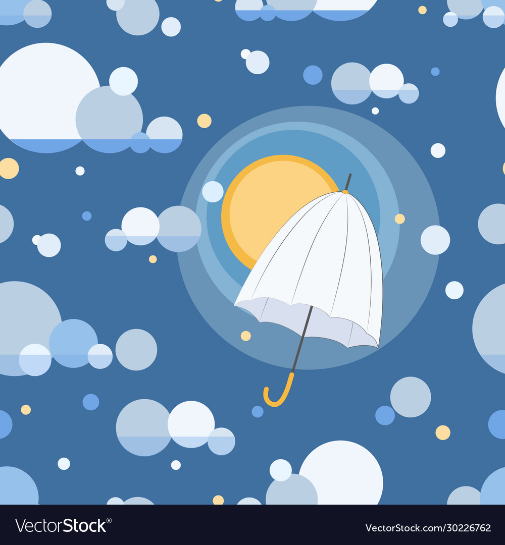 Cloudy sky umbrella blue background