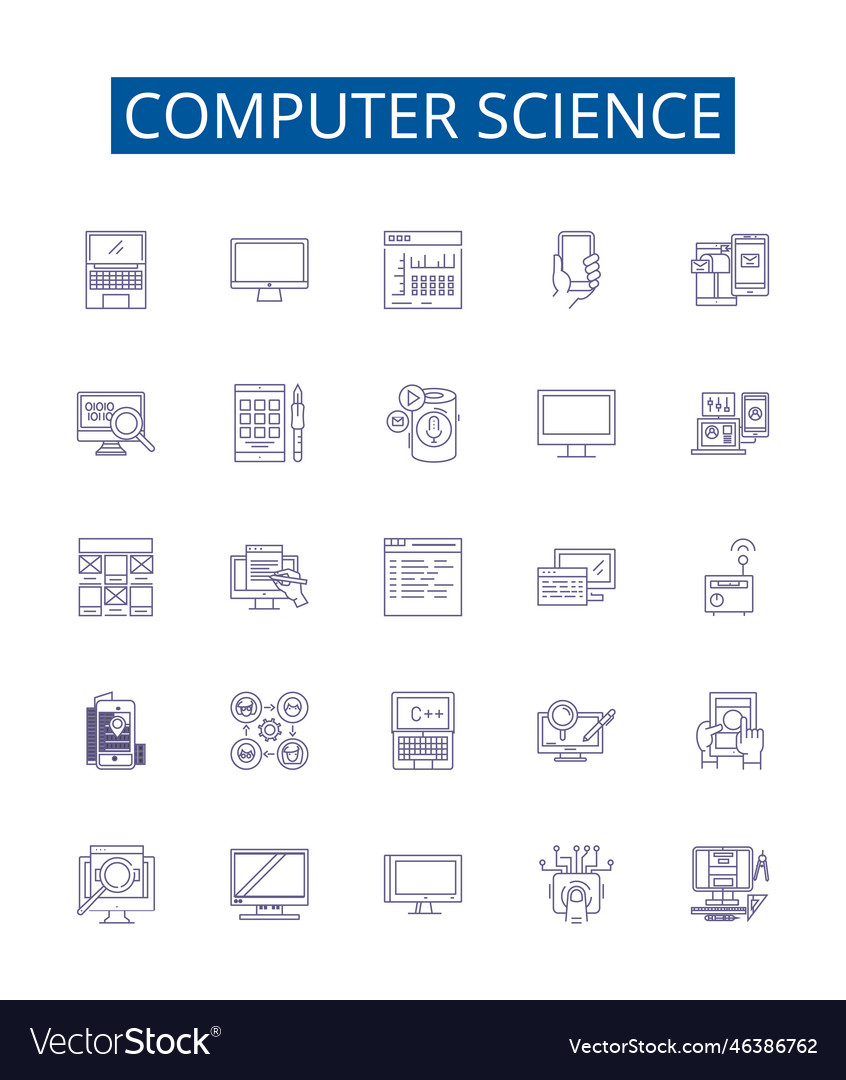 Computer science line icons signs set design Vector Image