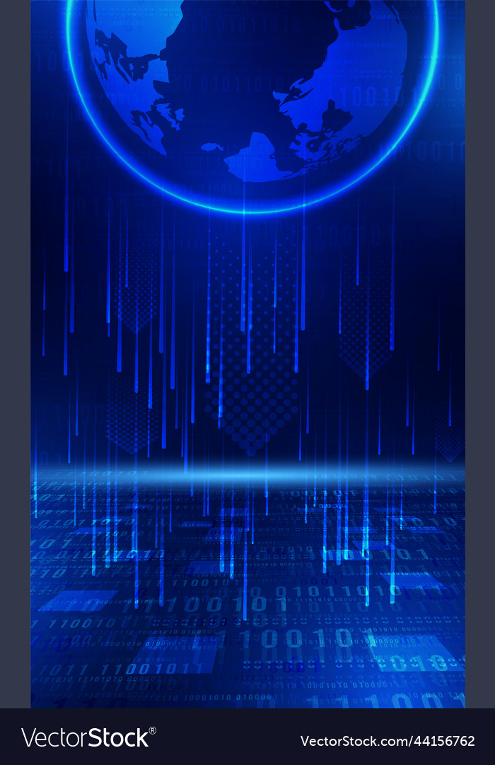 Digital technology world binary code blue abstract vector image Digital technology world binary code blue abstract