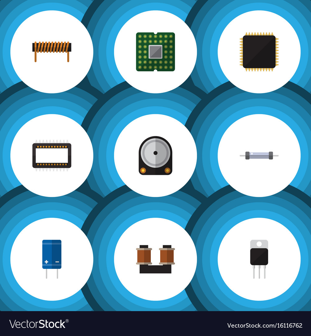 Flat icon electronics set of mainframe unit