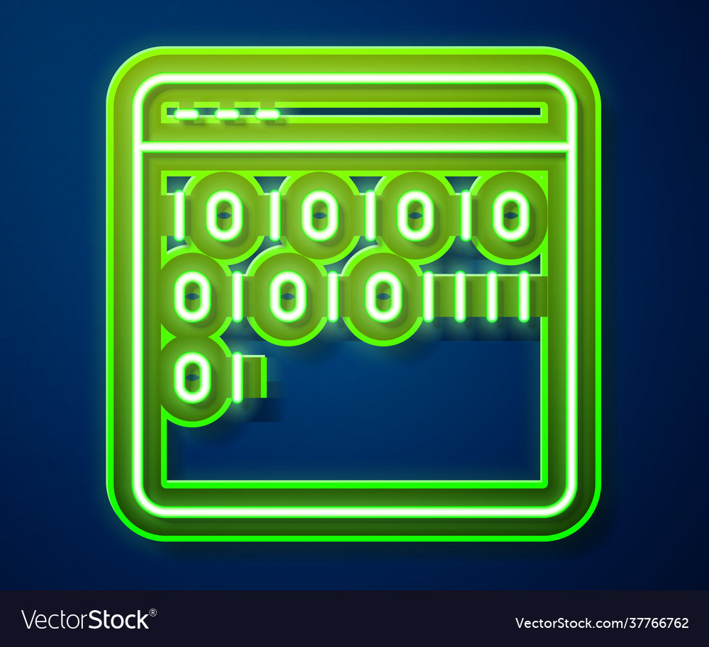 Glowing Neon Linie binären Code-Symbol isoliert vector image Glowing Neon Linie binären Code-Symbol isoliert