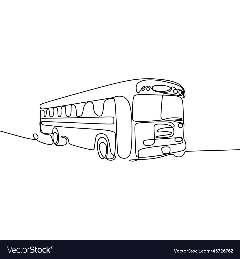 One line drawing of school bus single continuous vector image One line drawing of school bus single continuous