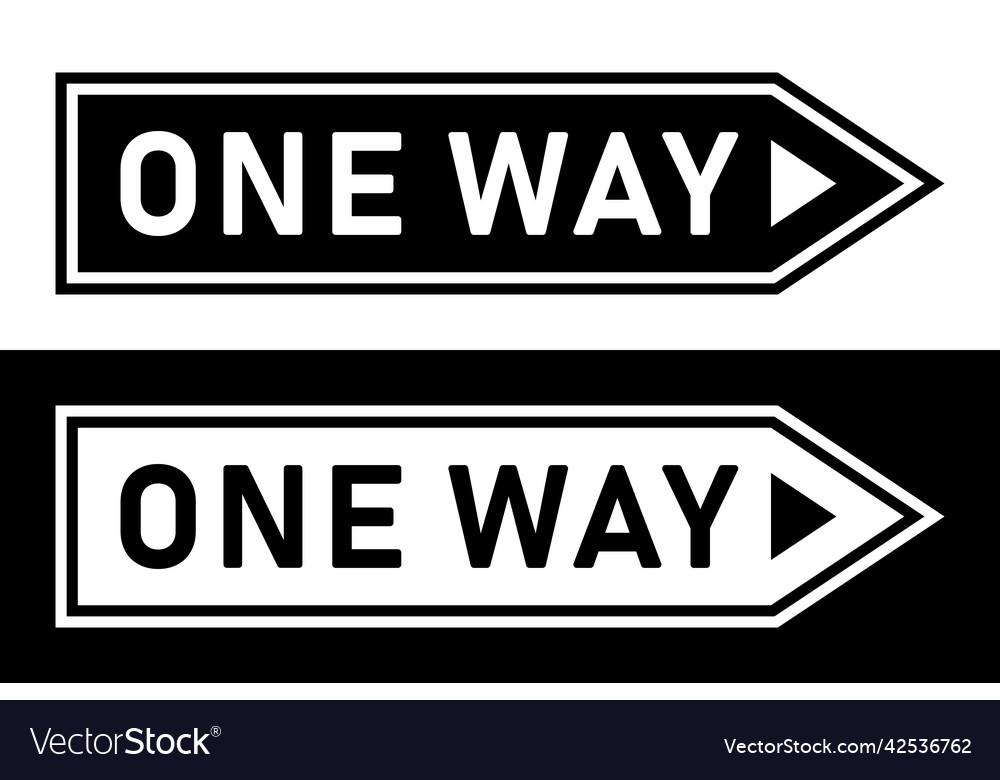 One way sign black and white road direction arrow Vector Image