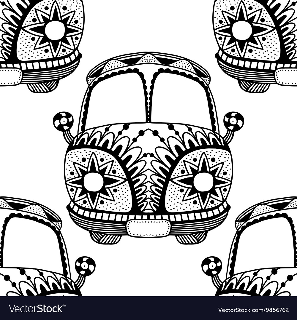 Seamless pattern of vintage car