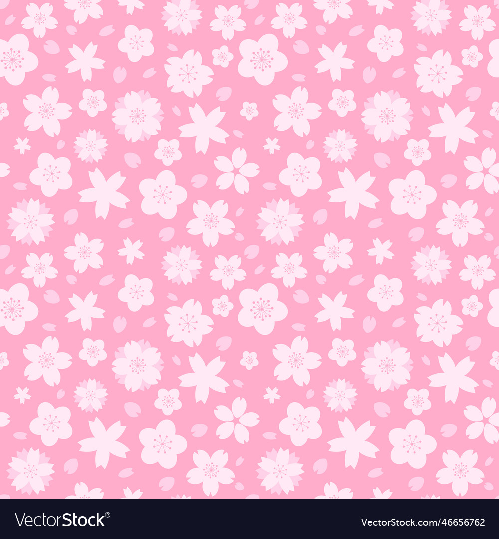 Seamless pattern with geometrical pink sakura