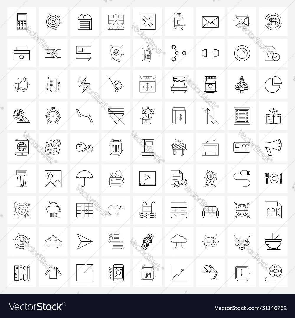 Set 81 universal line icons zoom navigation
