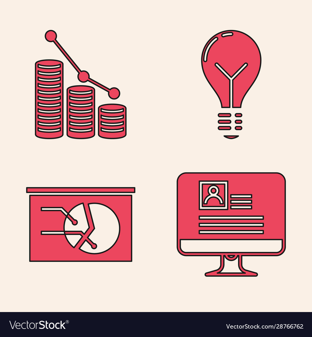 Set computer monitor with resume pie chart