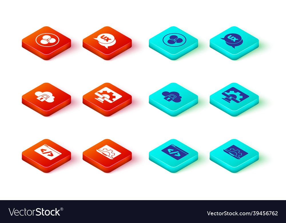 Set front end development web cloud computing vector image Set front end development web cloud computing