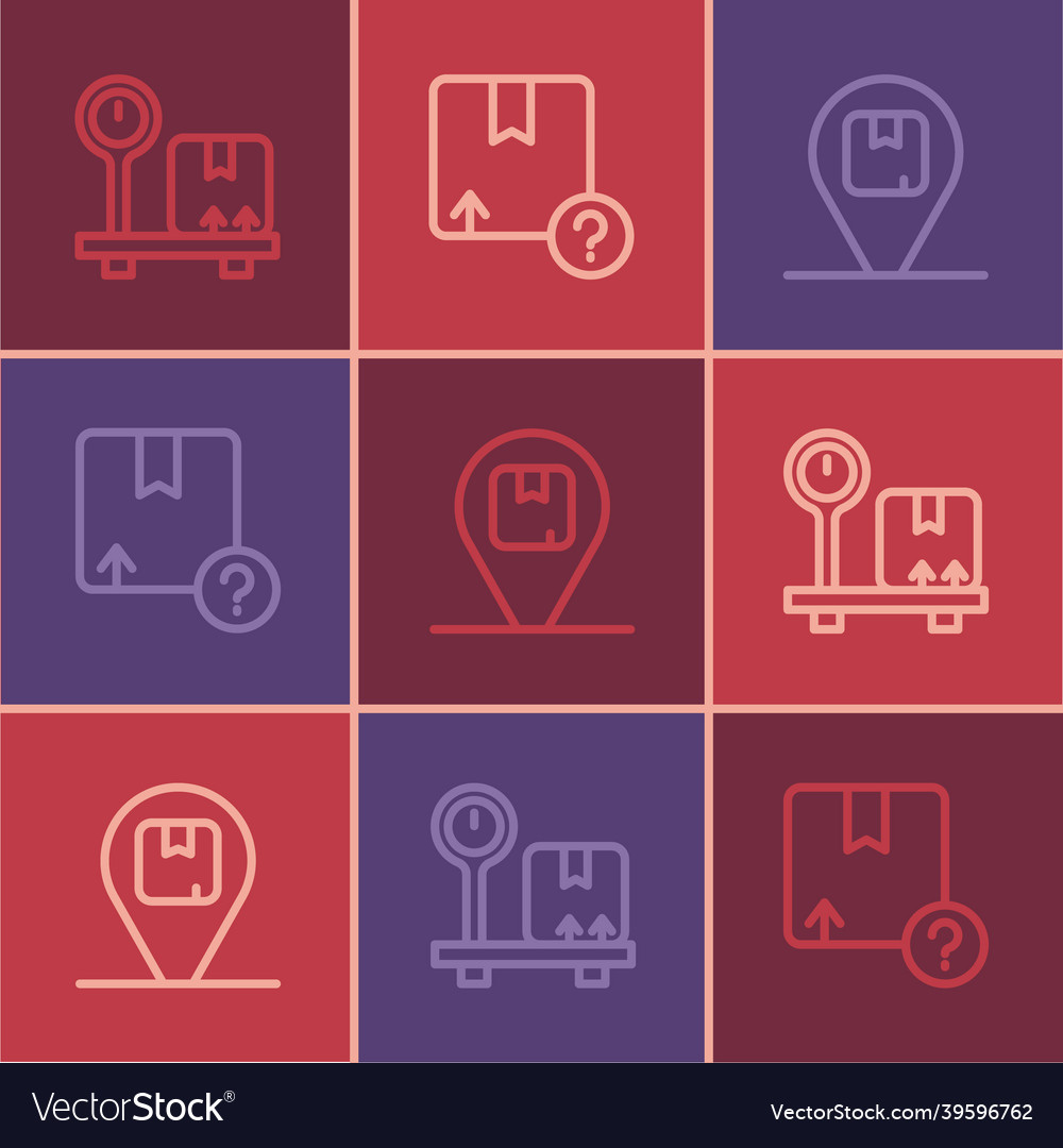 Set line scale with cardboard box location vector image Set line scale with cardboard box location