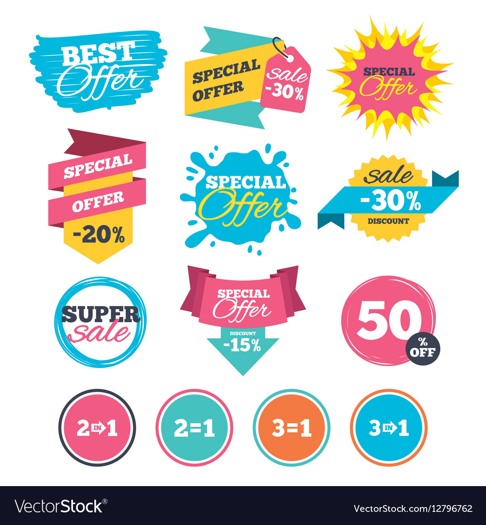 Special offer icons take two pay for one sign Vector Image