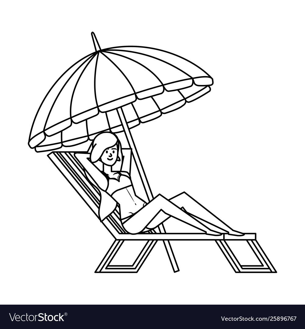 Beautiful Girl In Beach Chair With Umbrella Avatar