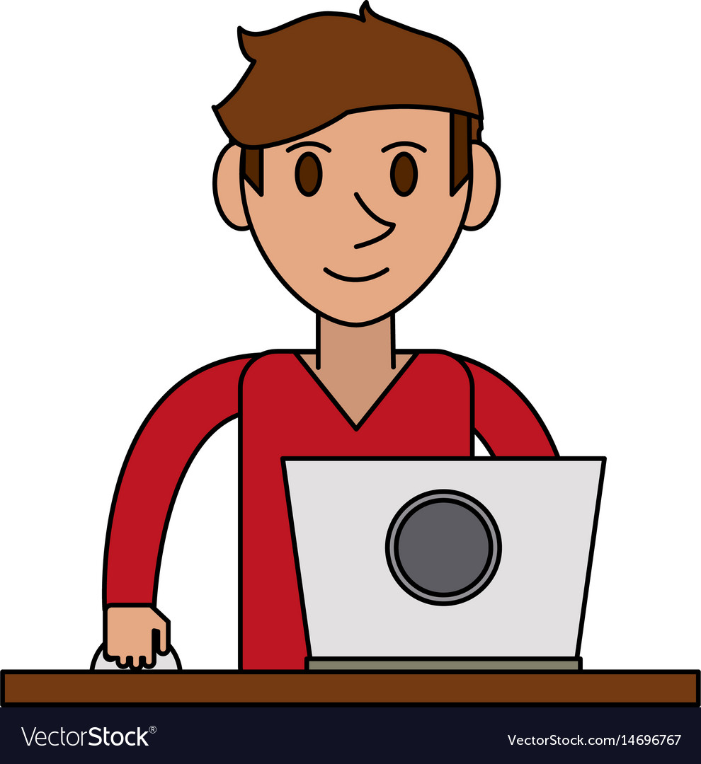 Colorful Image Cartoon Front View Half Body Guy Vector Image