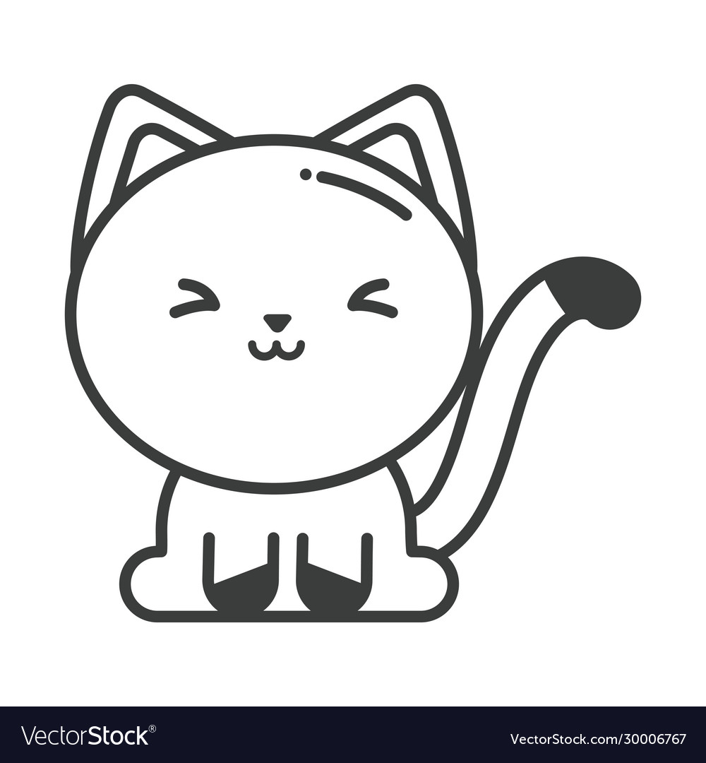 Cute Cat Icon Over White Background Vector Illustration Royalty