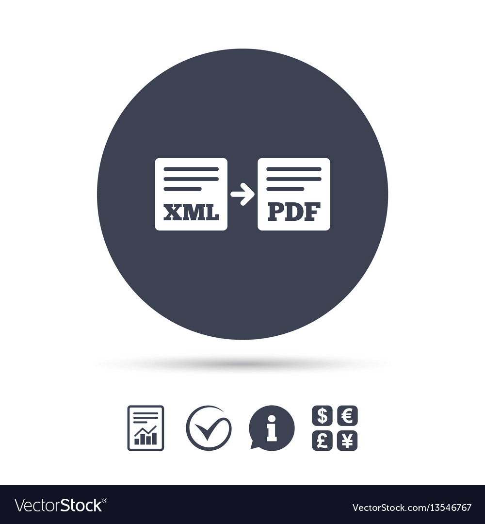 Export xml zu pdf Symbol Datei Dokument Symbol vector image Export xml zu pdf Symbol Datei Dokument Symbol