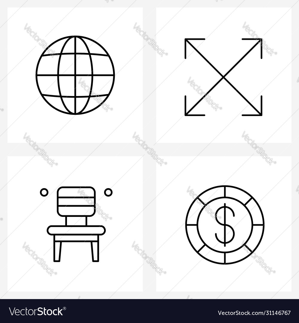 Isolated Symbols Set 4 Simple Line Icons Of Vector Image