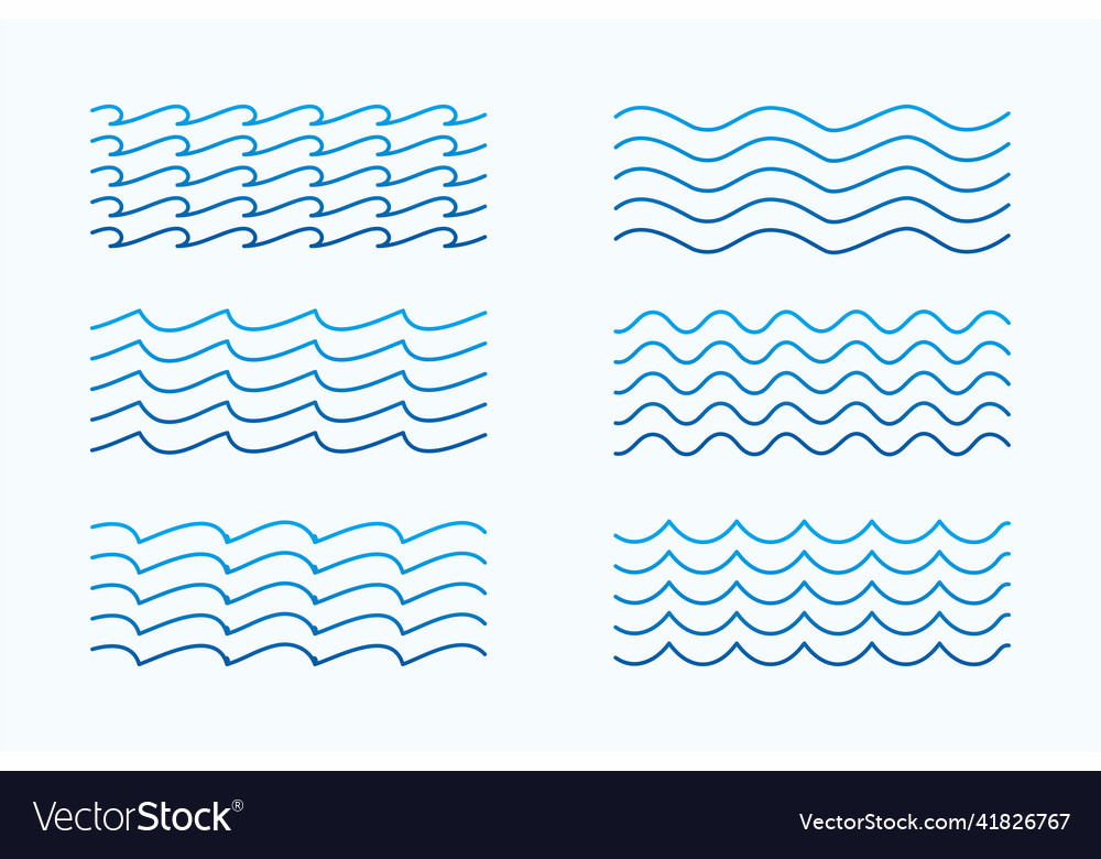 Sea waves patterns set in line styles