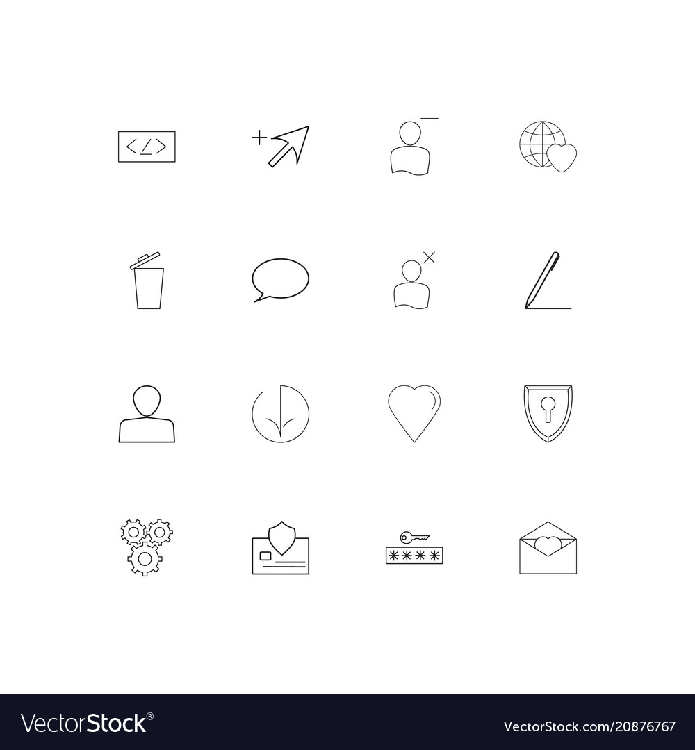 Web linear thin icons set outlined simple