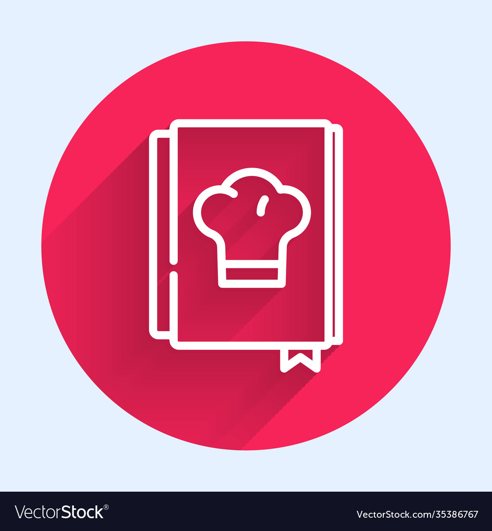 White line cookbook icon isolated with long shadow