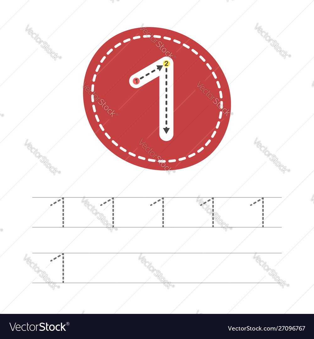 Write a number 1 vector image Write a number 1