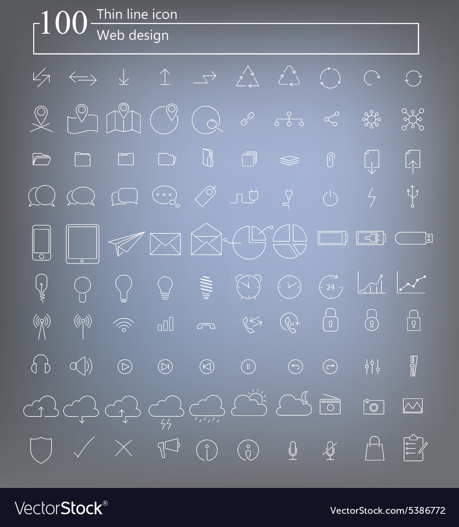 100 web icon thin line design