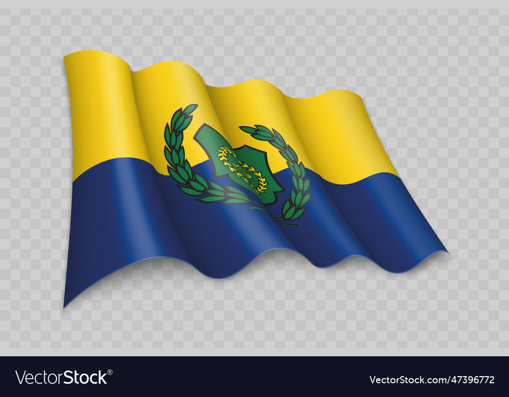 3d realistic waving flag of perlis is a state of Vector Image