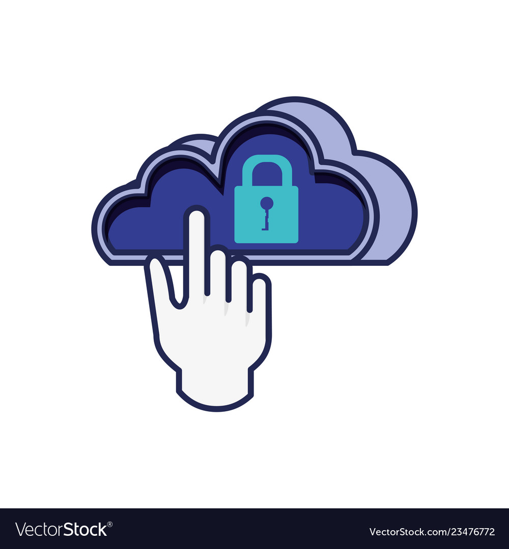 Cloud computing with hand pointer mouse Vector Image Cloud computing with hand pointer mouse