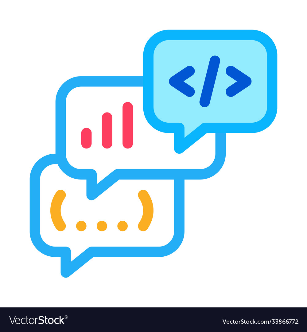 Codding operation programmer discussing icon vector image Codding operation programmer discussing icon