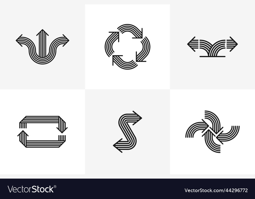Concept arrows logos set isolated double
