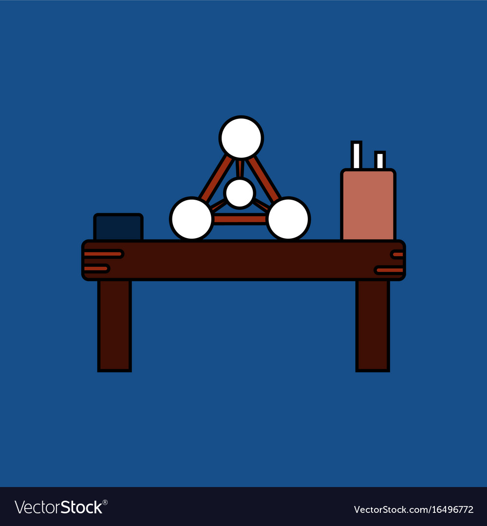Flat icon design collection molecules on table