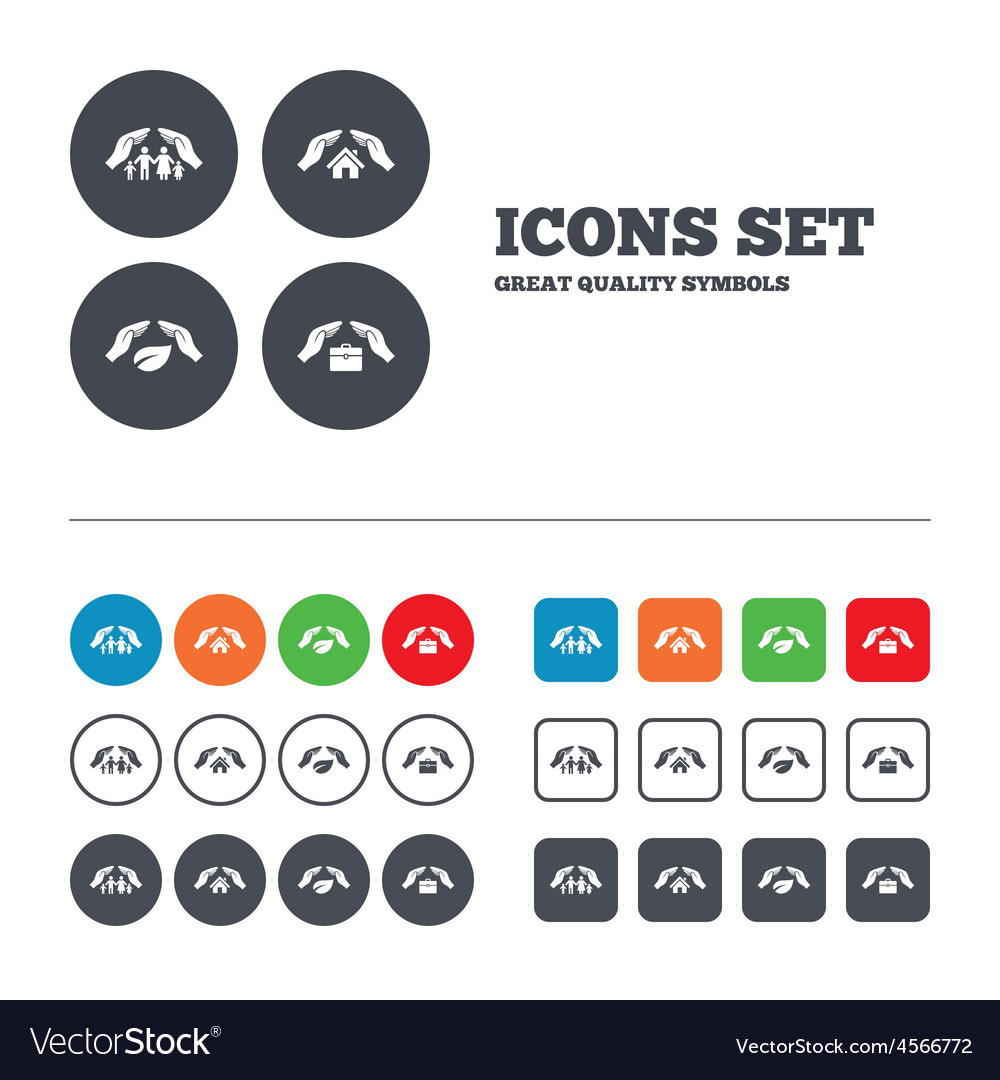 Hands insurance icons human life-assurance