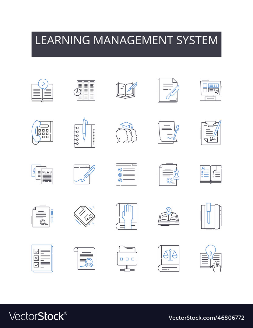 Learning management system line icons collection Vector Image Learning management system line icons collection