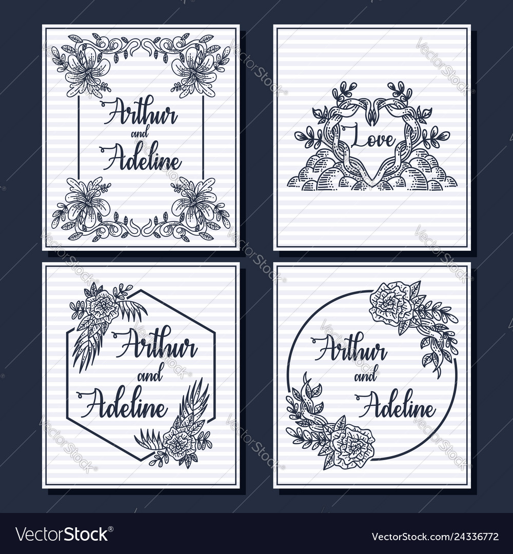 Line art classic wedding card