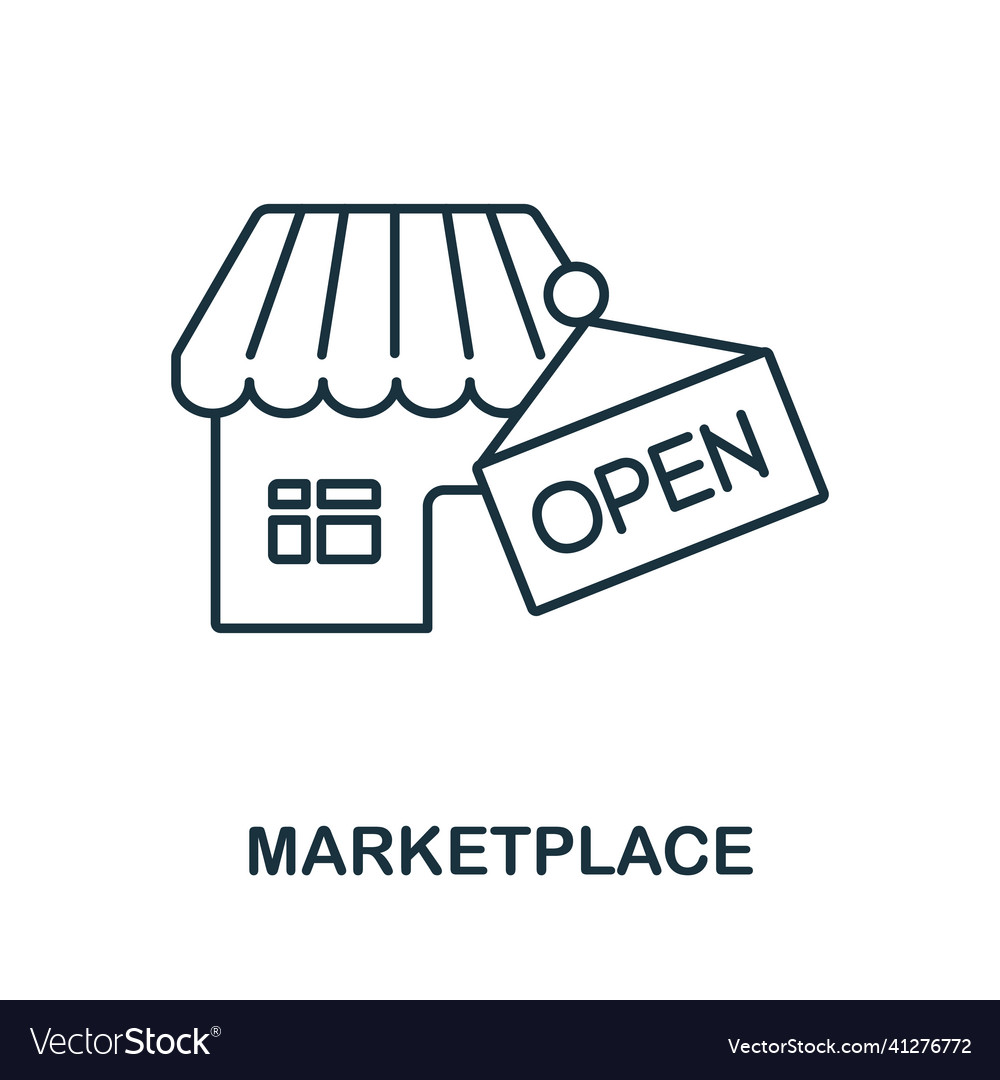 Marketplace icon line element from market economy