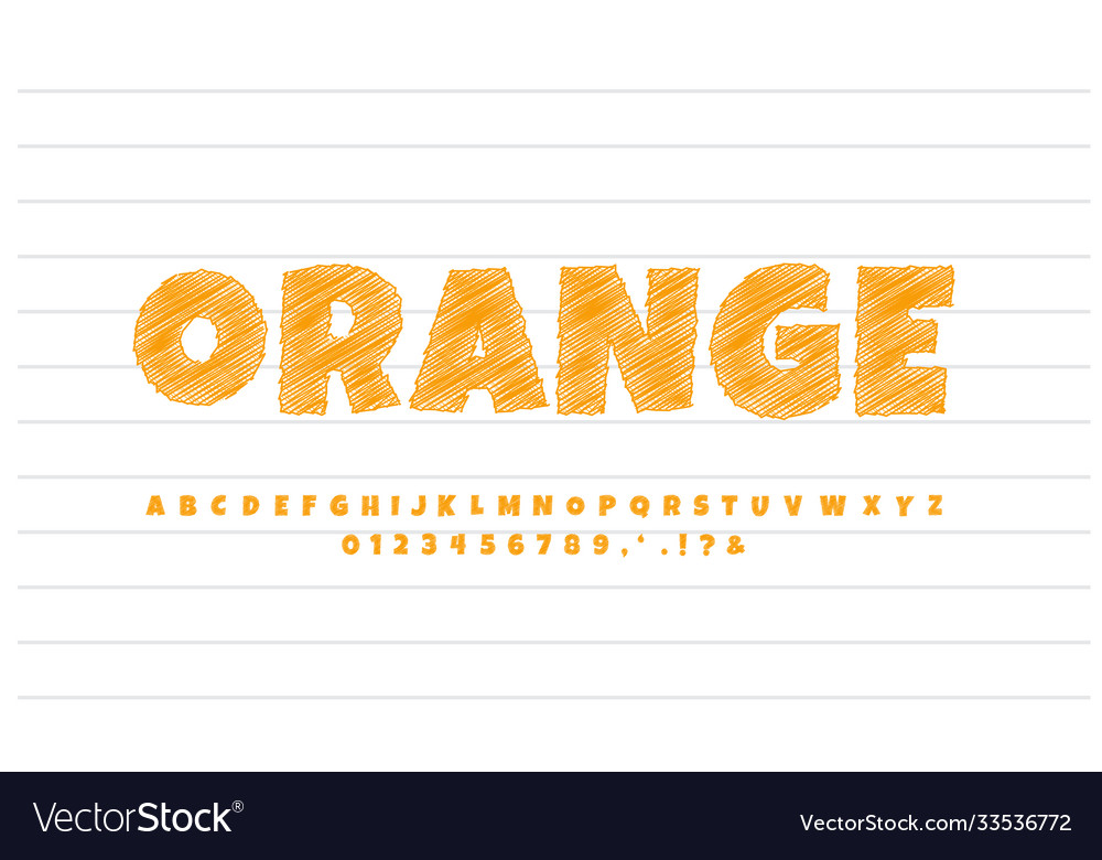Orange sketch text effect or font style