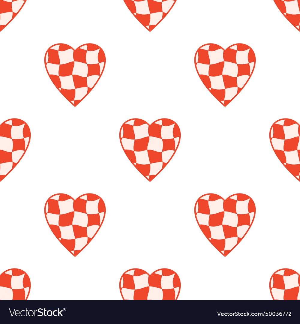Retro pattern with distorted checkered heart Vector Image Retro pattern with distorted checkered heart