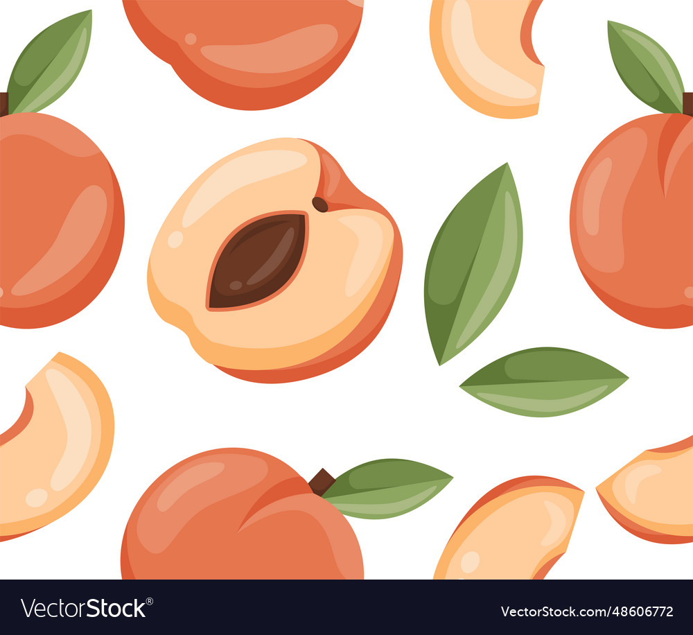 Seamless pattern with peach concept vector image Seamless pattern with peach concept