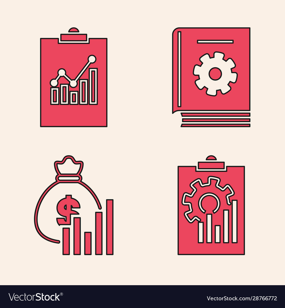 Set clipboard with graph chart vector image Set clipboard with graph chart
