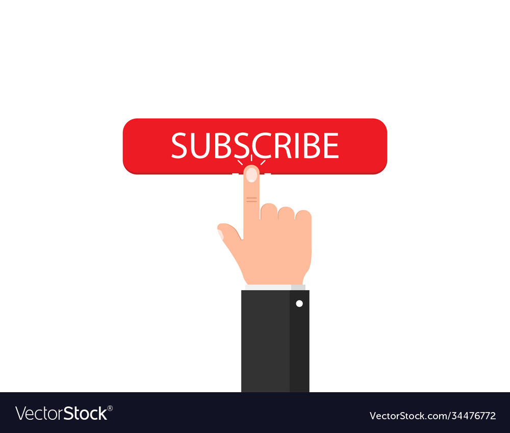 Subscribe subscription button click cursor finger vector image Subscribe subscription button click cursor finger