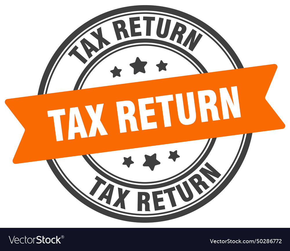 Tax return stamp label on transparent