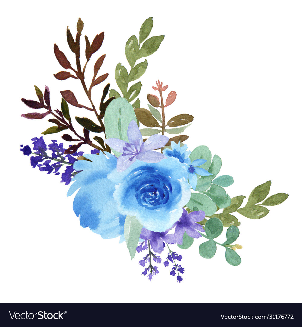 Watercolor bouquets florals hand painted lush Vector Image